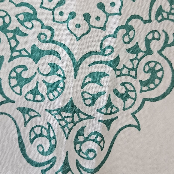 VTG Cotton Kitchen Apron & Bandana Set Blue Green Teal Swirled Design Pattern. - Picture 8 of 16